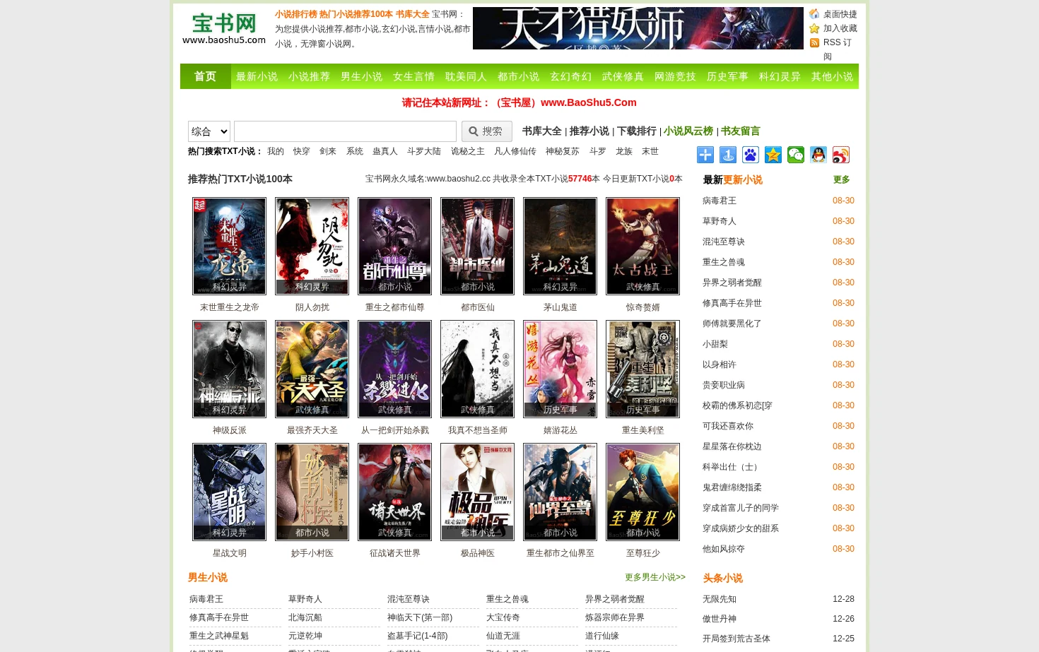 宝书网 页面快照